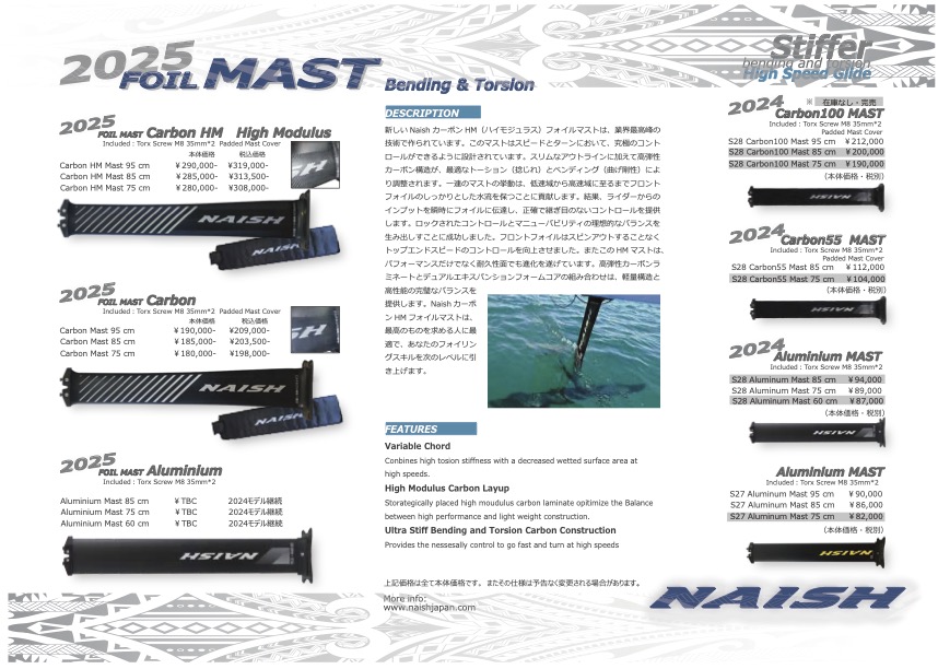 2025 NAISH FOIL MASTS カタログ